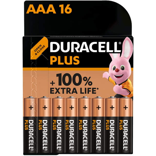 Алкални батерии ААА Duracell Plus Power MX2400 AAA - 16 броя
