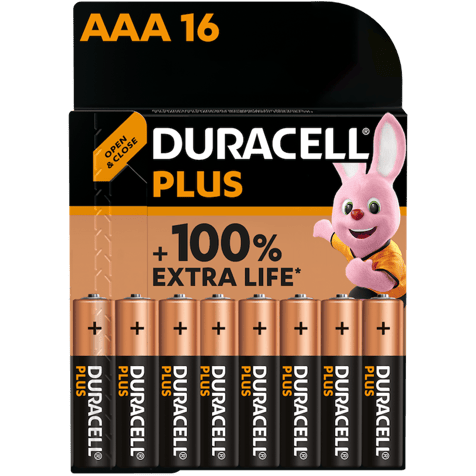 Алкални батерии ААА Duracell Plus Power MX2400 AAA - 16 броя