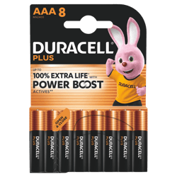 Alkaline Batteries AAA Duracell Plus MN2400 AAA - 8 pcs