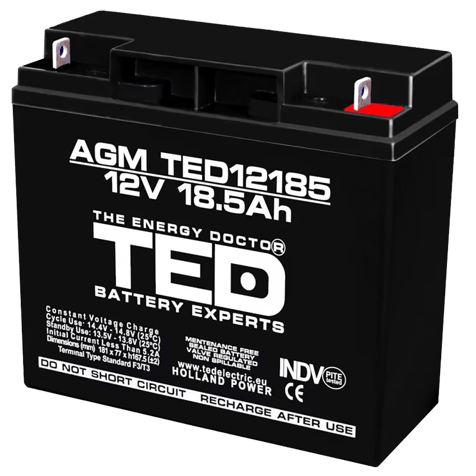 AGM Lead-Acid Battery 12V 18.5 AH - TED