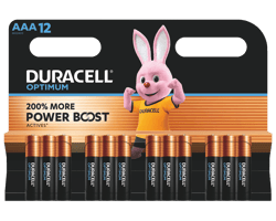 Алкални батерии ААА Duracell Optimum MX2400 AAA - 12 броя 5000394137936