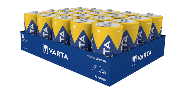 20 броя алкални батерии LR20 - D Varta Industrial Pro D