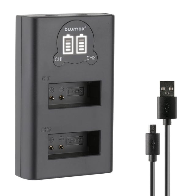 Зарядно за 2 батерии Canon LP-E12 с LCD дисплей - 8.4V