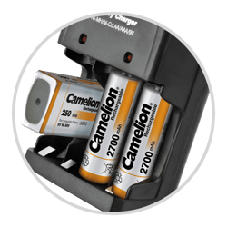 CAMELION Rechargeable Battery Charger for 4 AA/AAA Batteries or 2 9V Batteries