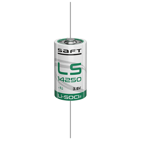 Saft LS14250-CNA 3.6V 1/2AA battery with axial lead
