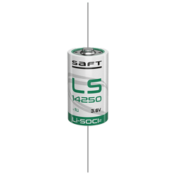 Battery 14250 Saft LS14250-CNA 3.6V 1/2AA - 1200 mAh with axial lead