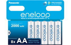 8 Eneloop AA 2000 mAh Rechargeable Batteries