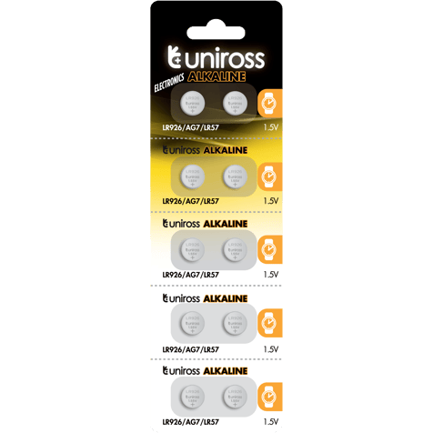 10 Alkaline Batteries AG7 LR926 395 195 1.55V Uniross