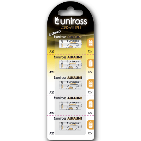 Алкални батерии MN21 Uniross А23 - LR23A - 12V - 5 броя