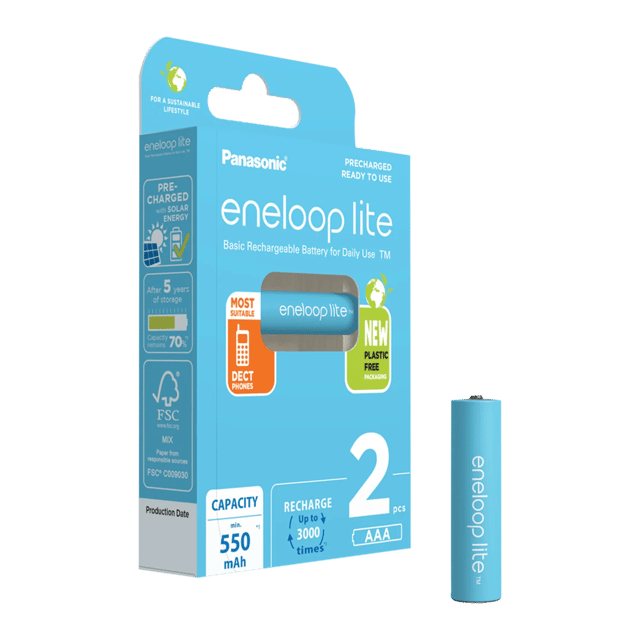 2 Акумулаторни батерии Panasonic Eneloop Lite AAA 550 mAh - 1.2V