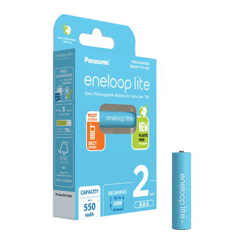 2 Акумулаторни батерии Panasonic Eneloop Lite AAA 550 mAh - 1.2V
