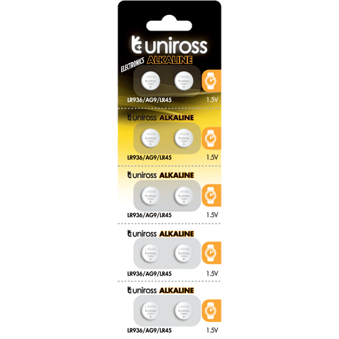 Alkaline Batteries AG9 LR936 - 394 - 936 - 1.55V Uniross
