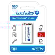 Акумулаторнa батерия 9V Li-Ion 500 mAh EverActive+ USB Type C