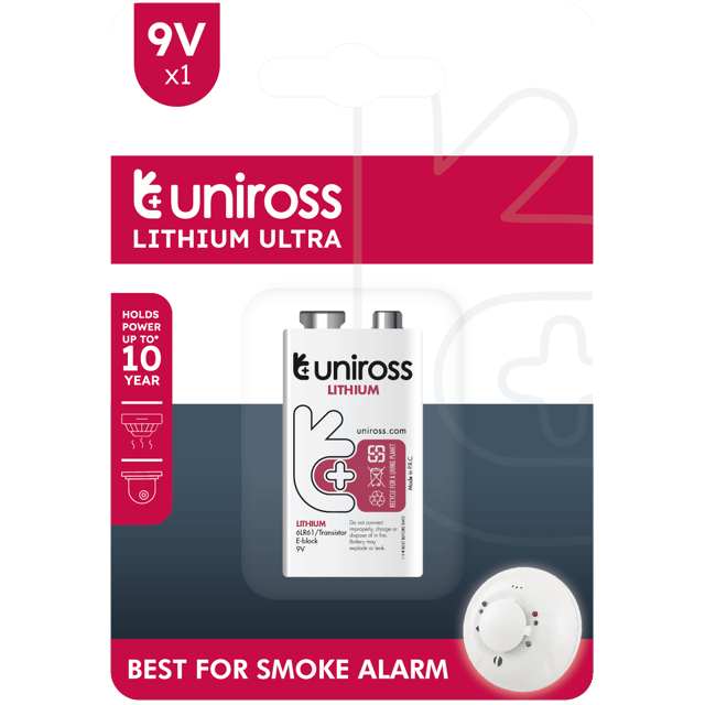 Литиева батерия CR 9V Uniross Ultra Lithium 9V 800 mAh