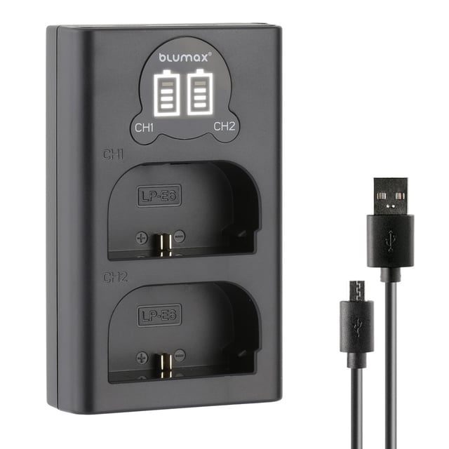 Зарядно за 2 батерии Canon LP-E6 с LCD дисплей - 8.4V