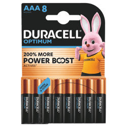 Алкални батерии ААА Duracell Optimum MX2400 AAA - 8 броя