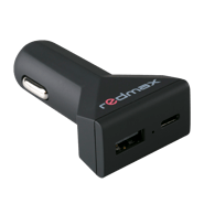 Двоен USB адаптер за кола 1 x 2.4A USB-A + 1 x 3.0A USB Type C