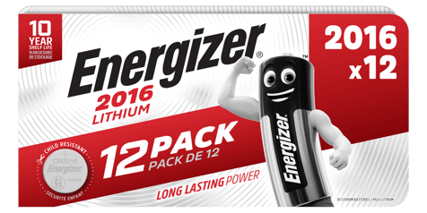 12 Lithium Batteries CR2016 Energizer ECR2016 - 3V