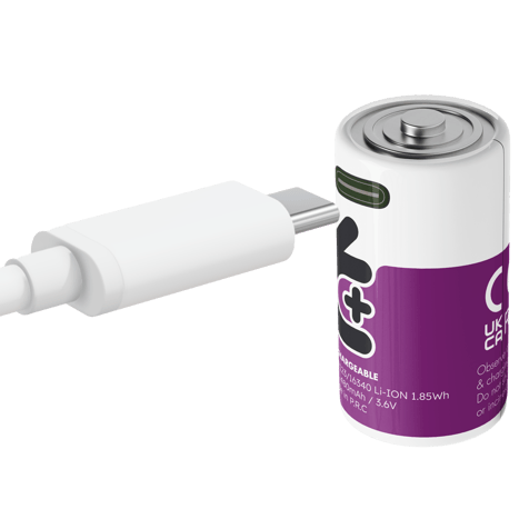 RCR123A Rechargeable Battery Uniross Li-Ion USB-C - 3.7V 500 mAh