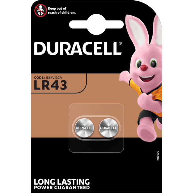 Алкални батерии LR43 - AG12 - Duracell LR43 - 1.5V - 2 броя
