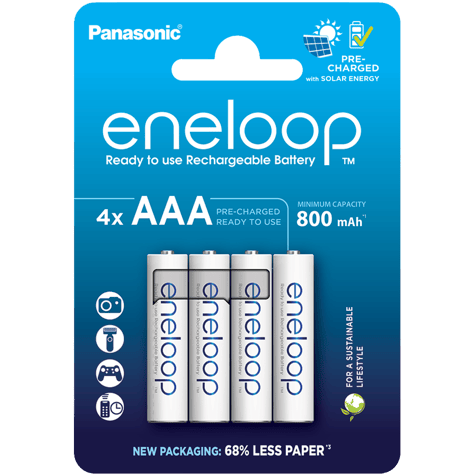 4 Акумулаторни батерии Panasonic Eneloop AAA 800 mAh - 1.2V