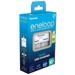USB Зарядно за 2/4 батерии АА/ААА Panasonic Eneloop Basic