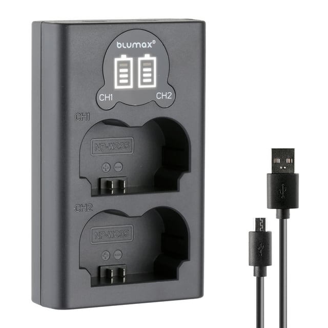 Зарядно за 2 батерии Fuji NP-W235 с LCD дисплей - 8.4V