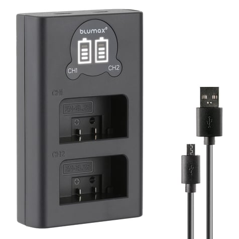Charger for 2 Nikon EN-EL25 batteries with LCD display - 8.7V