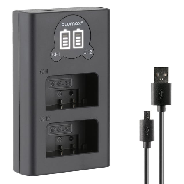 Зарядно за 2 батерии Nikon EN-EL25 с LCD дисплей - 8.7V