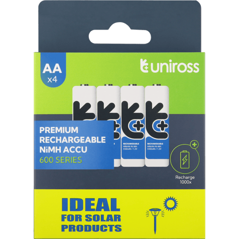 Solar rechargeable batteries AA Uniross AA - 600 mAh