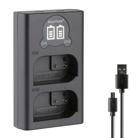 Зарядно за 2 батерии Panasonic DMW-BLK22 с LCD дисплей - 8.4V