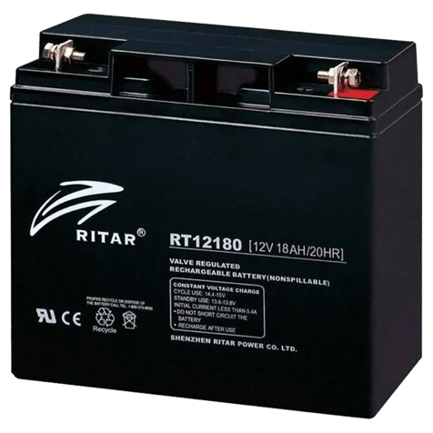 Lead-acid AGM Battery 12V 18AH - RITAR dimensions 181/76/167