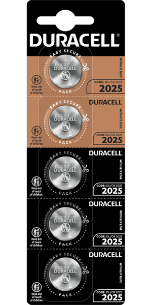 Duracell DL2025 CR2025 Lithium Batteries - 3V - 5 Batteries