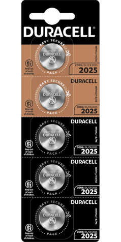Duracell DL2025 CR2025 Lithium Batteries - 3V - 5 Batteries
