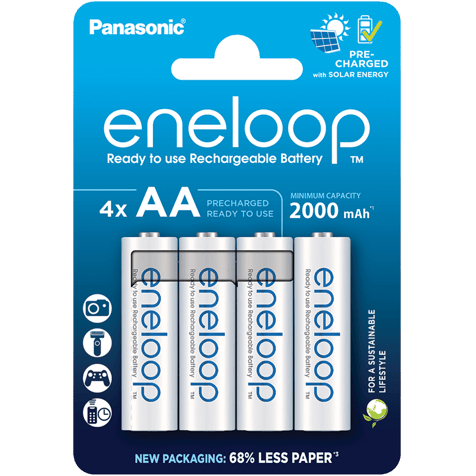 4 Акумулаторни батерии Panasonic Eneloop AA 2000 mAh - 1.2V