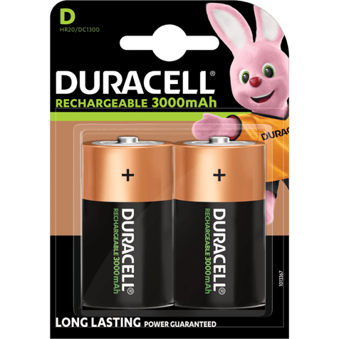 Rechargeable Duracell D battery 3000 mAh 1.2V