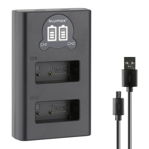 Charger for 2 Canon LP-E17 batteries with LCD display