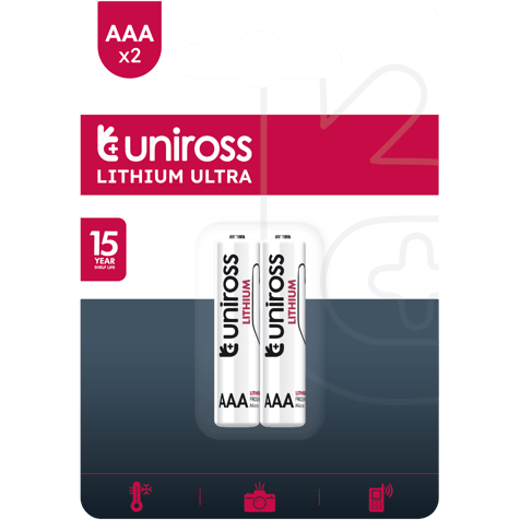 Литиеви батерии Uniross ААА FR3 Ultra Lithium AAA - 2 батерии