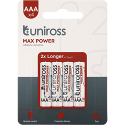 4 Алкални батерии AAA Uniross Max Power Alkaline -1.5V