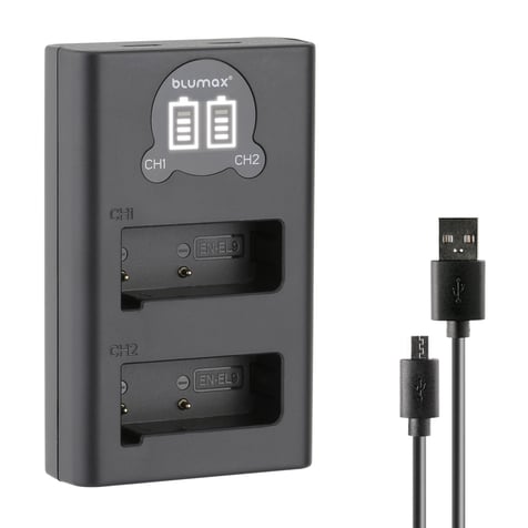 Charger for 2 Nikon EN-EL9 Batteries with LCD Display - 8.4V