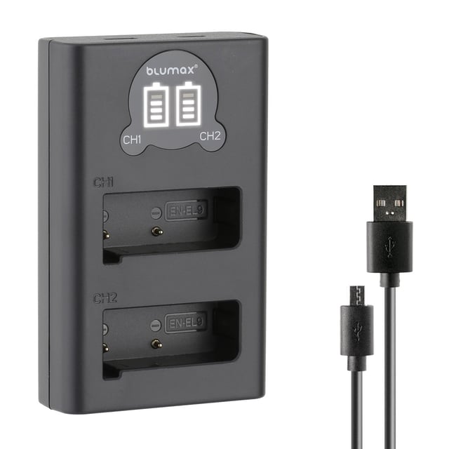 Зарядно за 2 батерии Nikon EN-EL9 с LCD дисплей - 8.4V