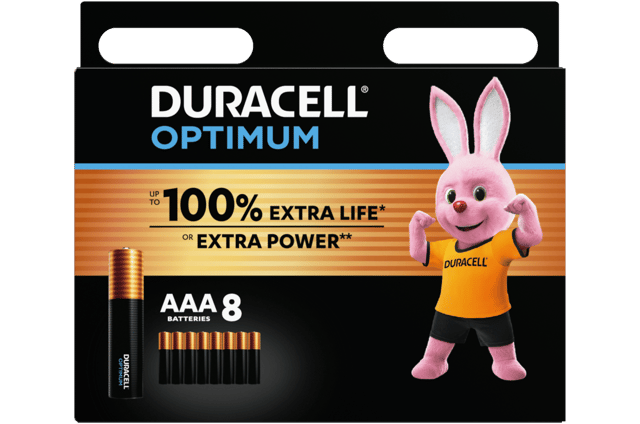 Алкални батерии ААА Duracell Optimum MX2400 AAA - 8 броя