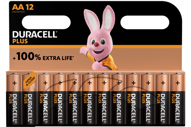 Алкални батерии АА Duracell Plus MN1500 AA - 12 броя