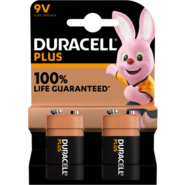 Алкални батерии 9V MN1604 Duracell Plus Power - 2 броя