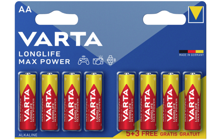 Alkaline Batteries AA Longlife Max Power - Varta BL5+3