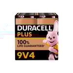 Алкални батерии 9V - Duracell Plus Power MN1604 9V - 4 броя