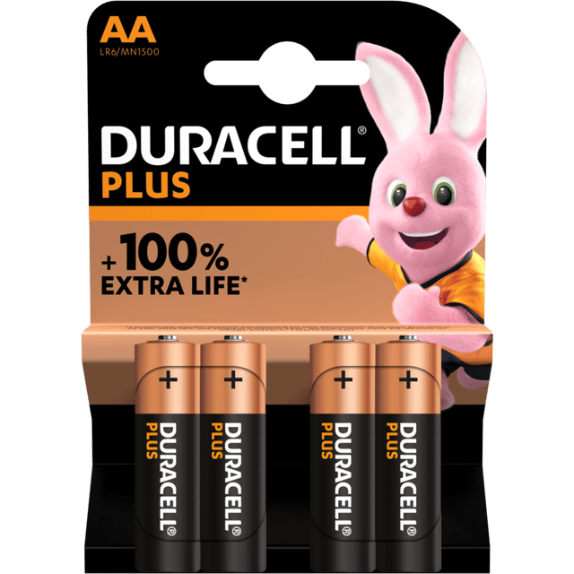 Алкални батерии АА Duracell Plus Power MN1500 AA - 4 броя