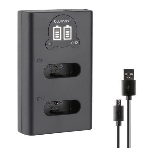 Charger for 2 Sony NP-BX1 batteries with LCD display