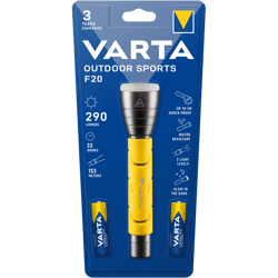 Varta Outdoor Sports F20 Hand Flashlight with 2 AA Batteries