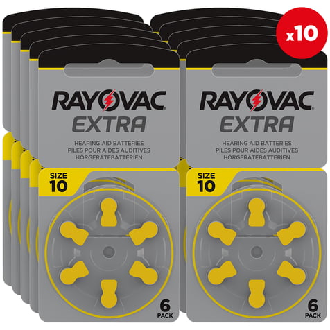 60 Hearing Aid Batteries 10 Extra Advance Rayovac PR70